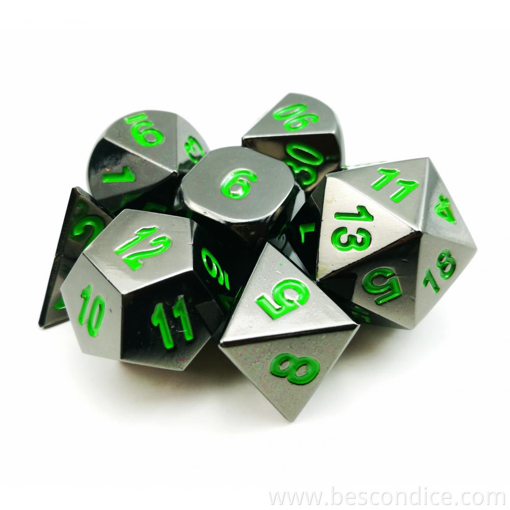 Gloss Black Metal 7pcs Polyhedral Dice Set 3 Gloss Black Metal 7pcs Polyhedral Dice Set 3